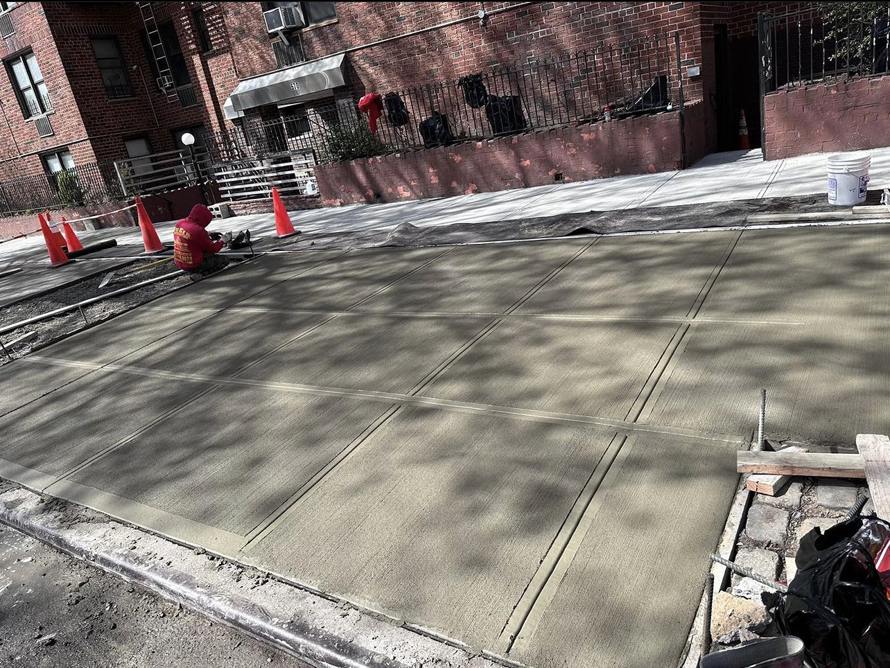 Sidewalk broken with concrete hammer